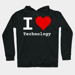 I Love Technology | Stylized Heart Logo White Hoodie